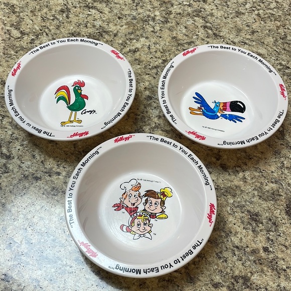kellogg’s Dining Vintage 995 Kelloggs Cereal Bowls Set Of 3 Good